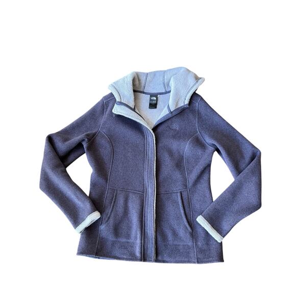 The North Face Purple Hooded Zip Up Jacket Fully Lined Coat Warm Women’s Medium - Picture 4 of 13